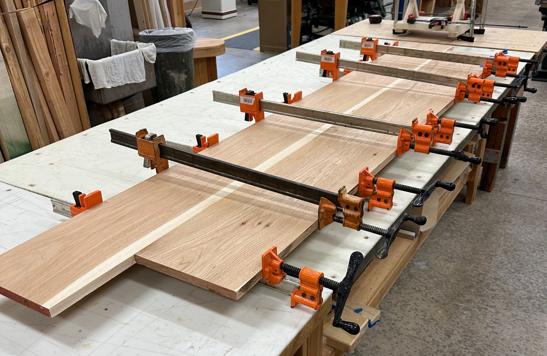 gluing milled wood into panels