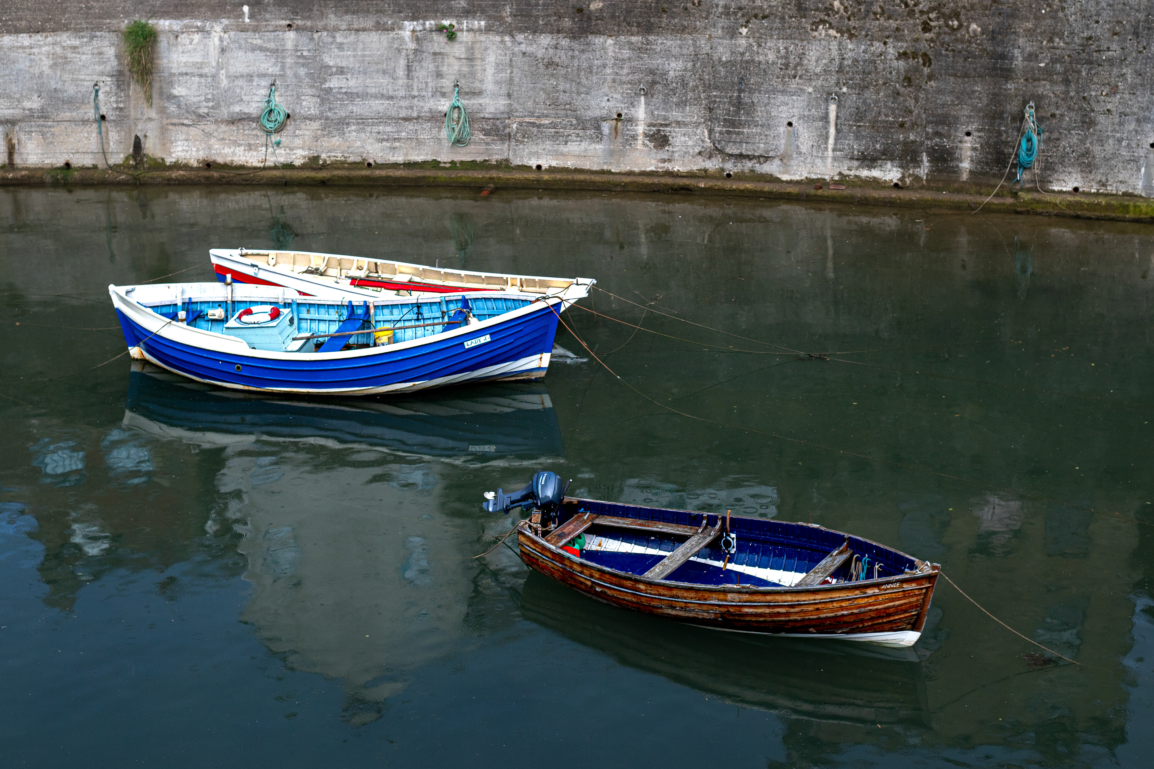Fishing boats at high tide