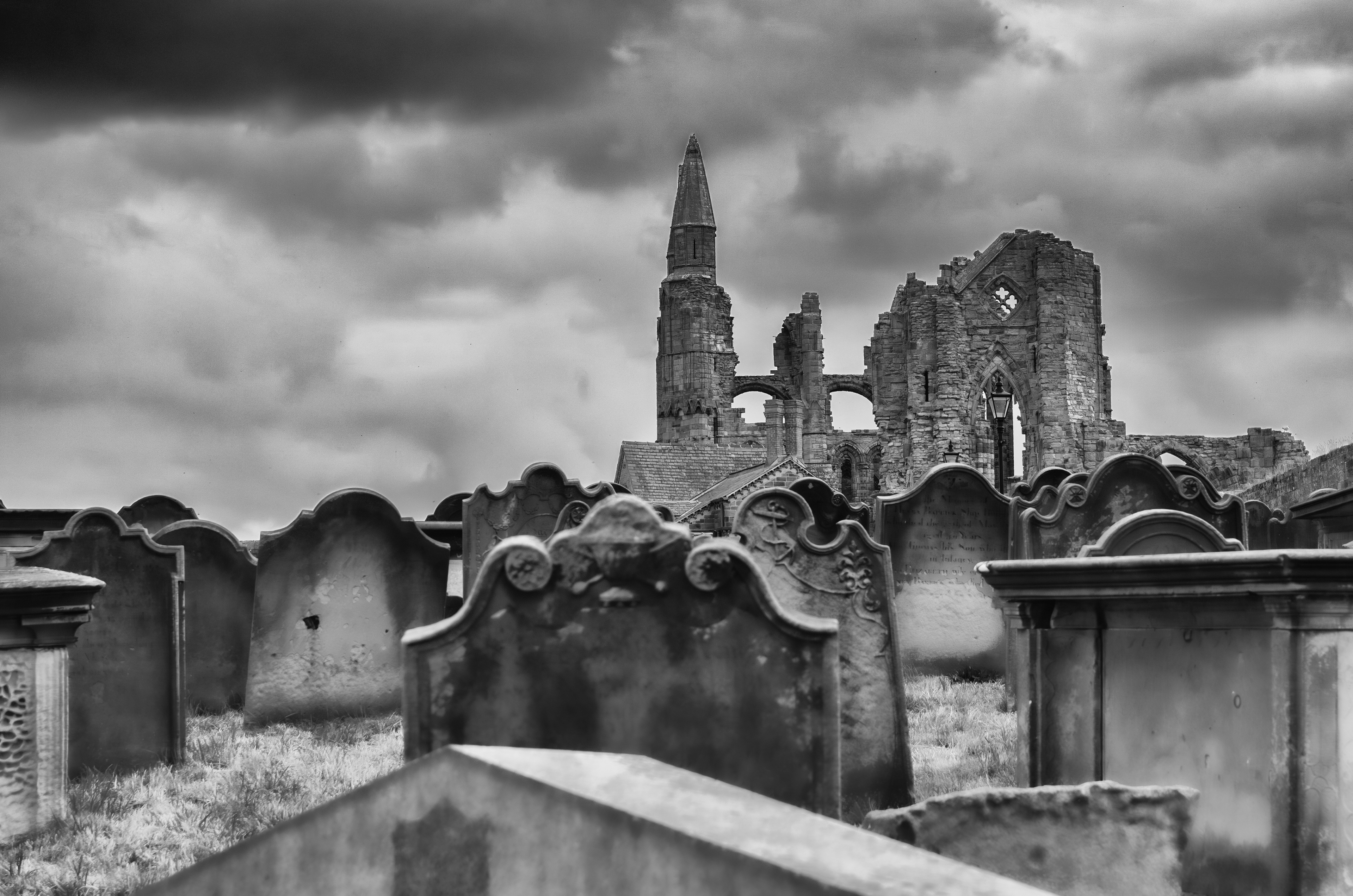 Whitby Abbey from the churchyard of St. Mary's Church.
