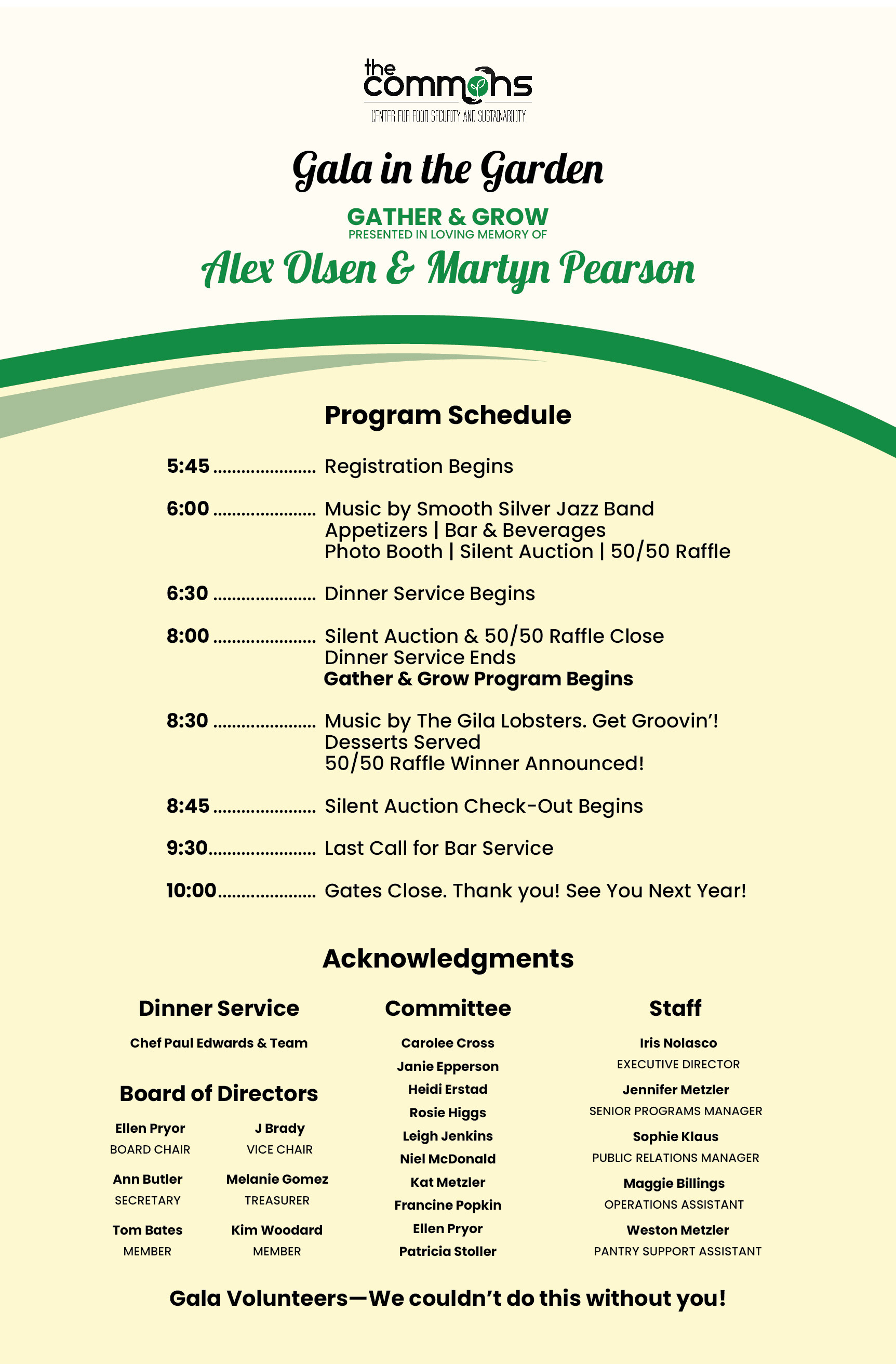 Front of Program