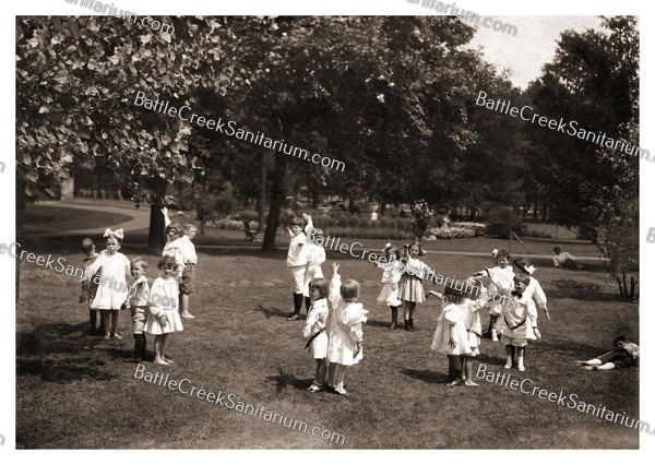 TO-19 Kindergarteners in white at Battle Creek Sanitarium