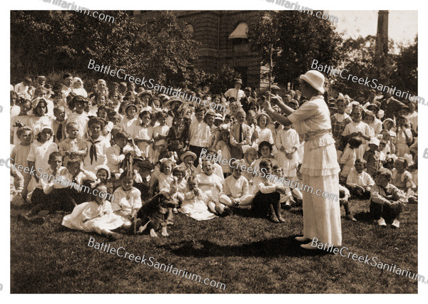 TO-18 Kindergarteners in white at Battle Creek Sanitarium