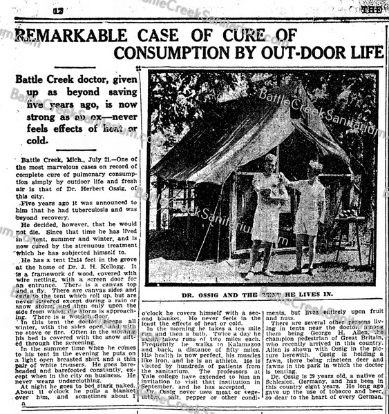 TO-107 Open-air tent colonies at Battle Creek Sanitarium