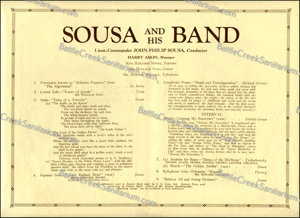 FAM-85 Bulletin for John Philip Sousa at Battle Creek