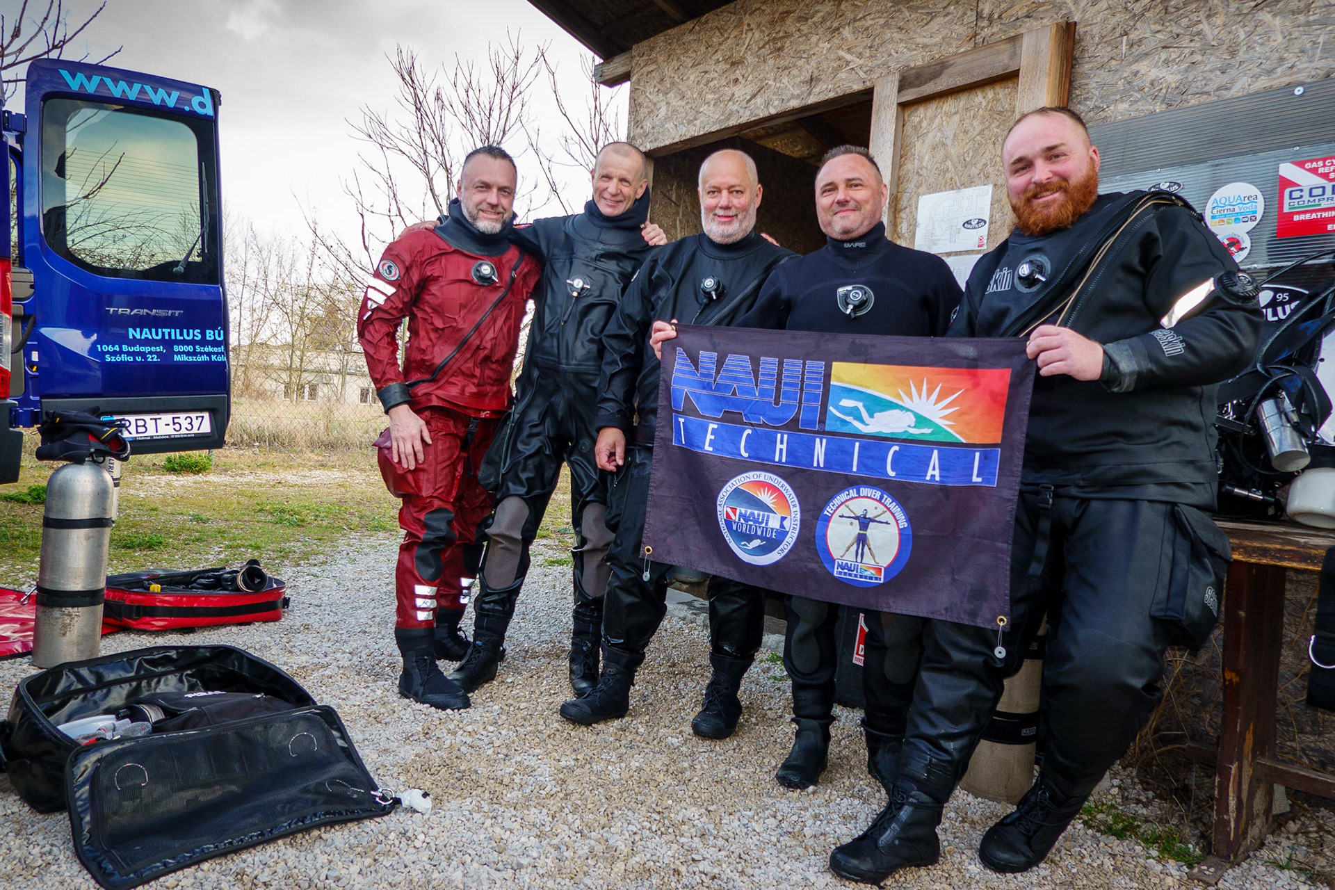 Náš tým s Tamas Miklos, NAUI TIE & CDT