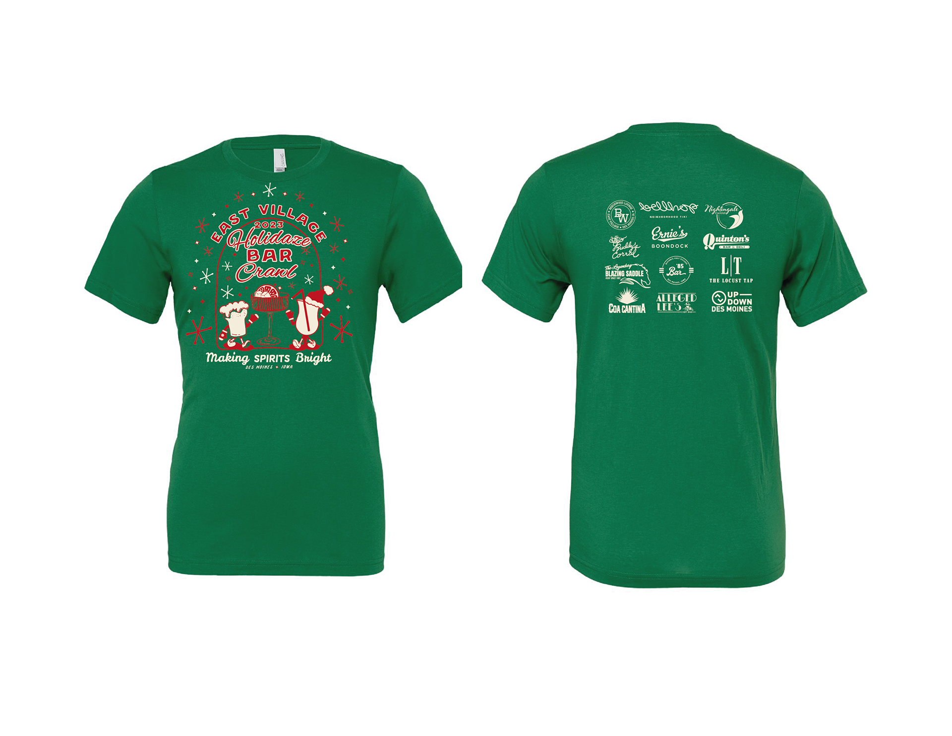2023 Holidaze Bar Crawl T-shirt Design, Sarah McCoy for 818: Art Direction, Illustration and Copywriting