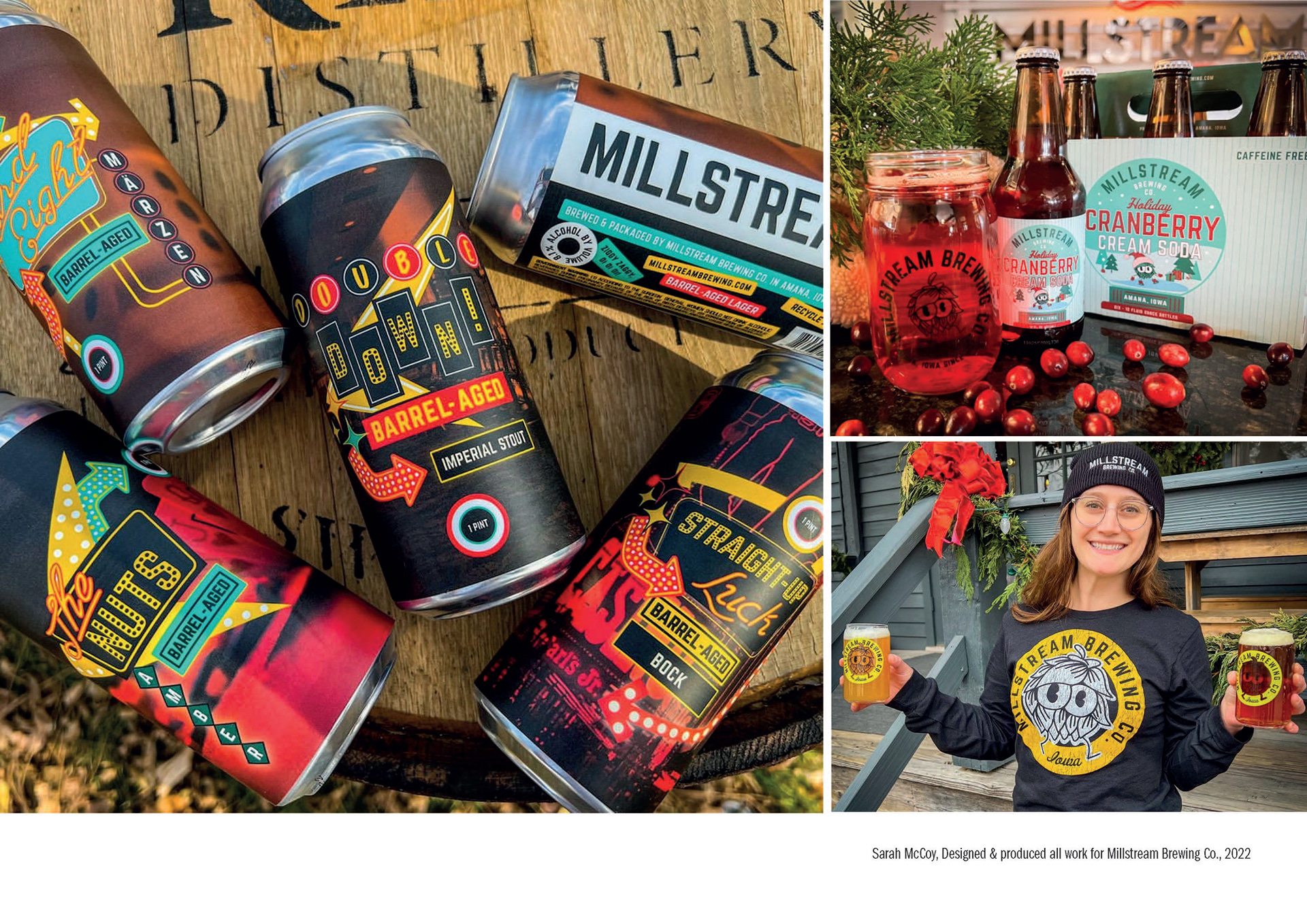 Packaging and 2023, Merchandise for Millstream Brewery, done at 818