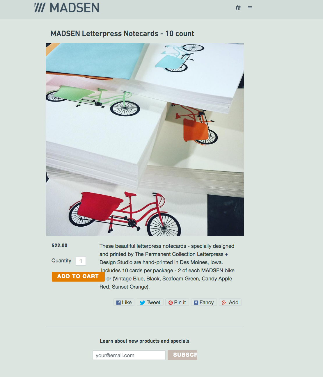 Custom notecards for Madsen Cycles