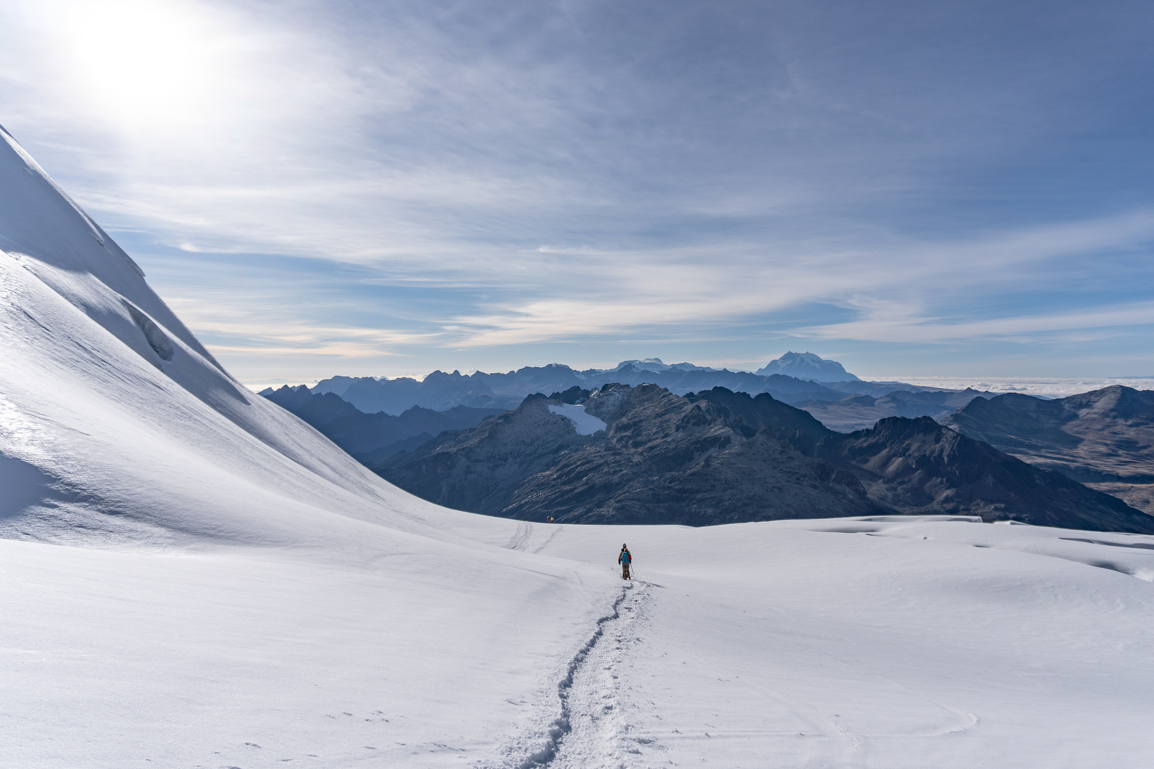 Deux alpinistes descendent du Huayna Potosi (Bolivie) - 2020.