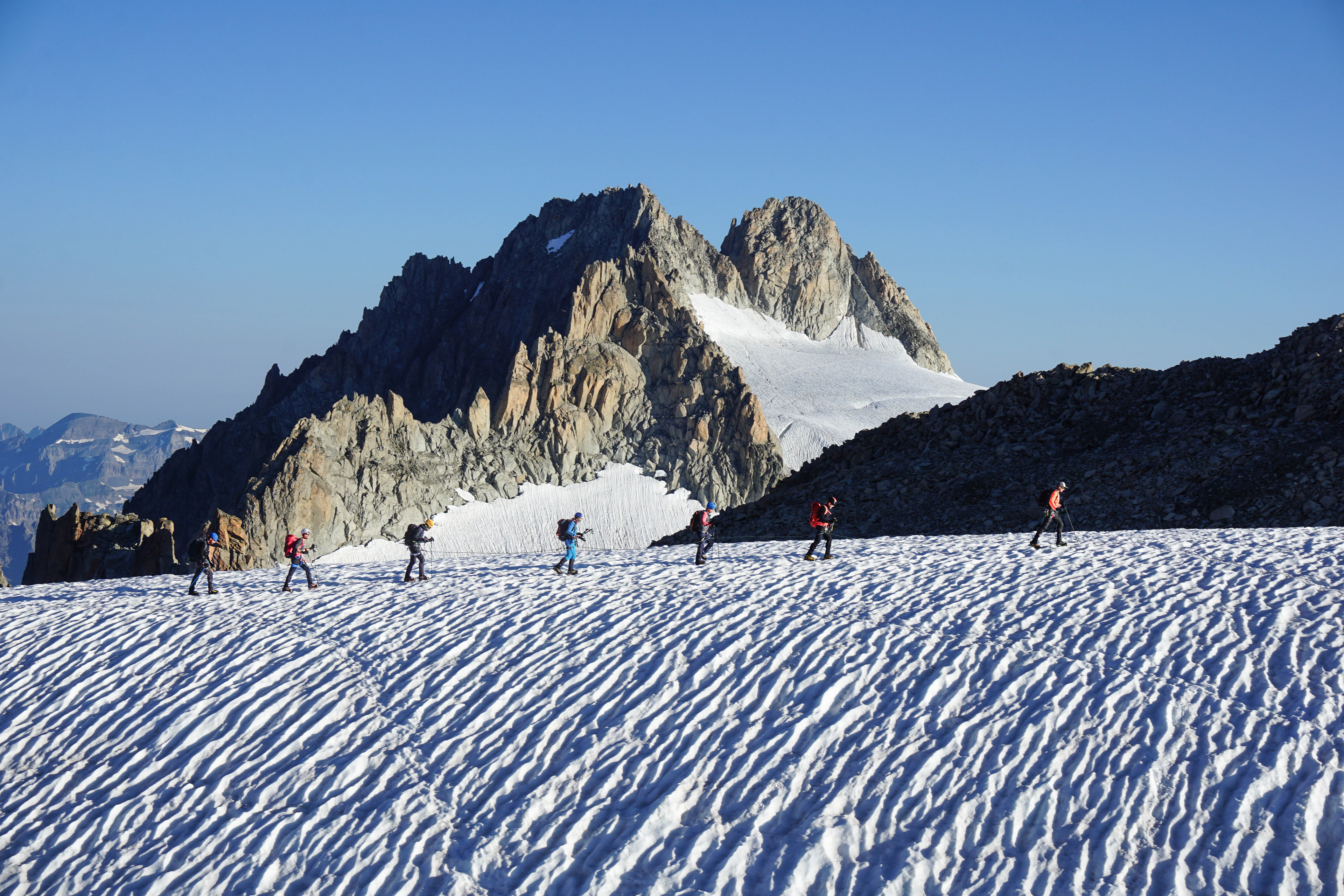 Une cordée sur le Glacier du Tour. Chamonix (France) - 2018.