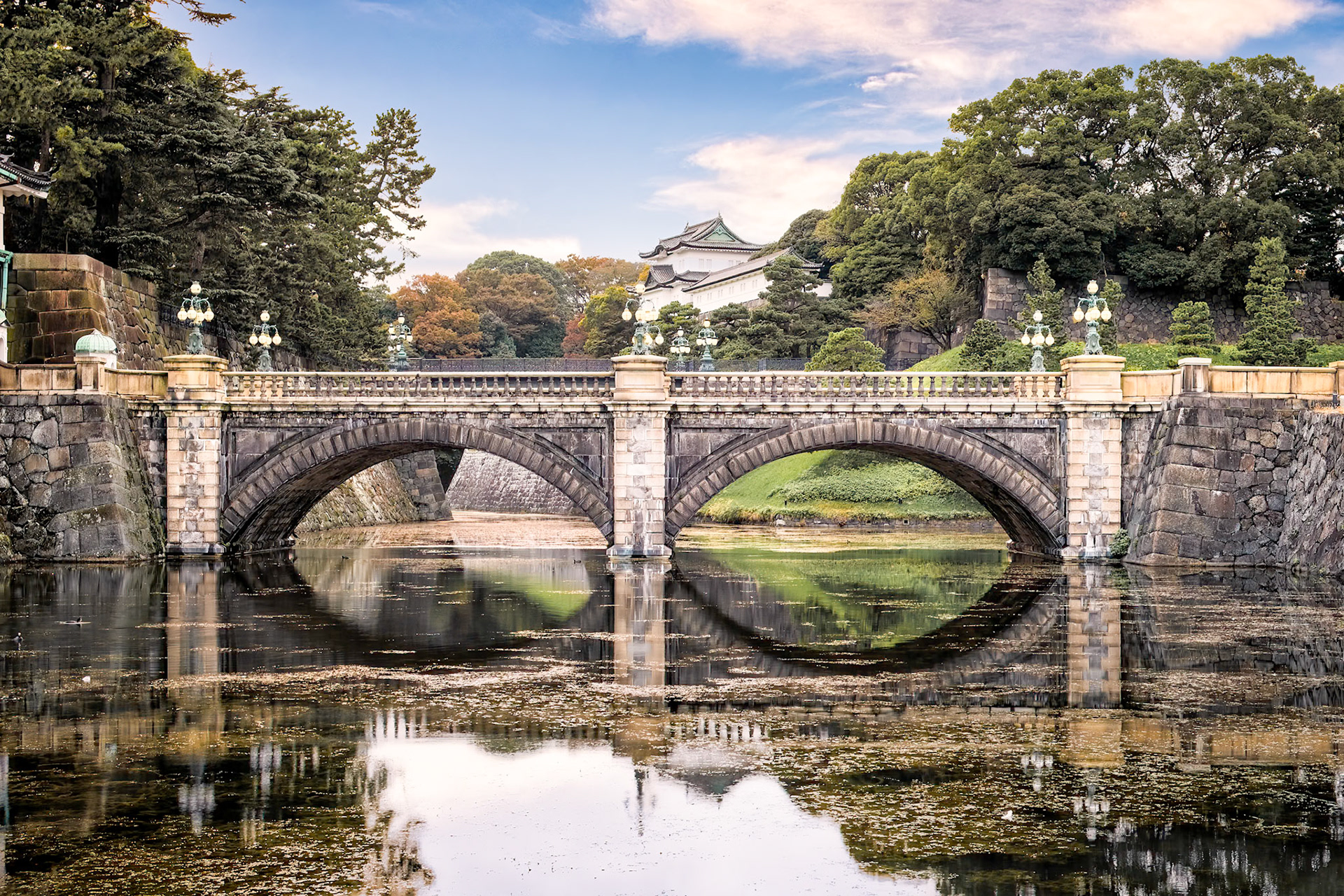 Nijūbashi Bridge at the Imperial Palace, Tokyo — where calm waters mirror centuries of history and quiet strength.