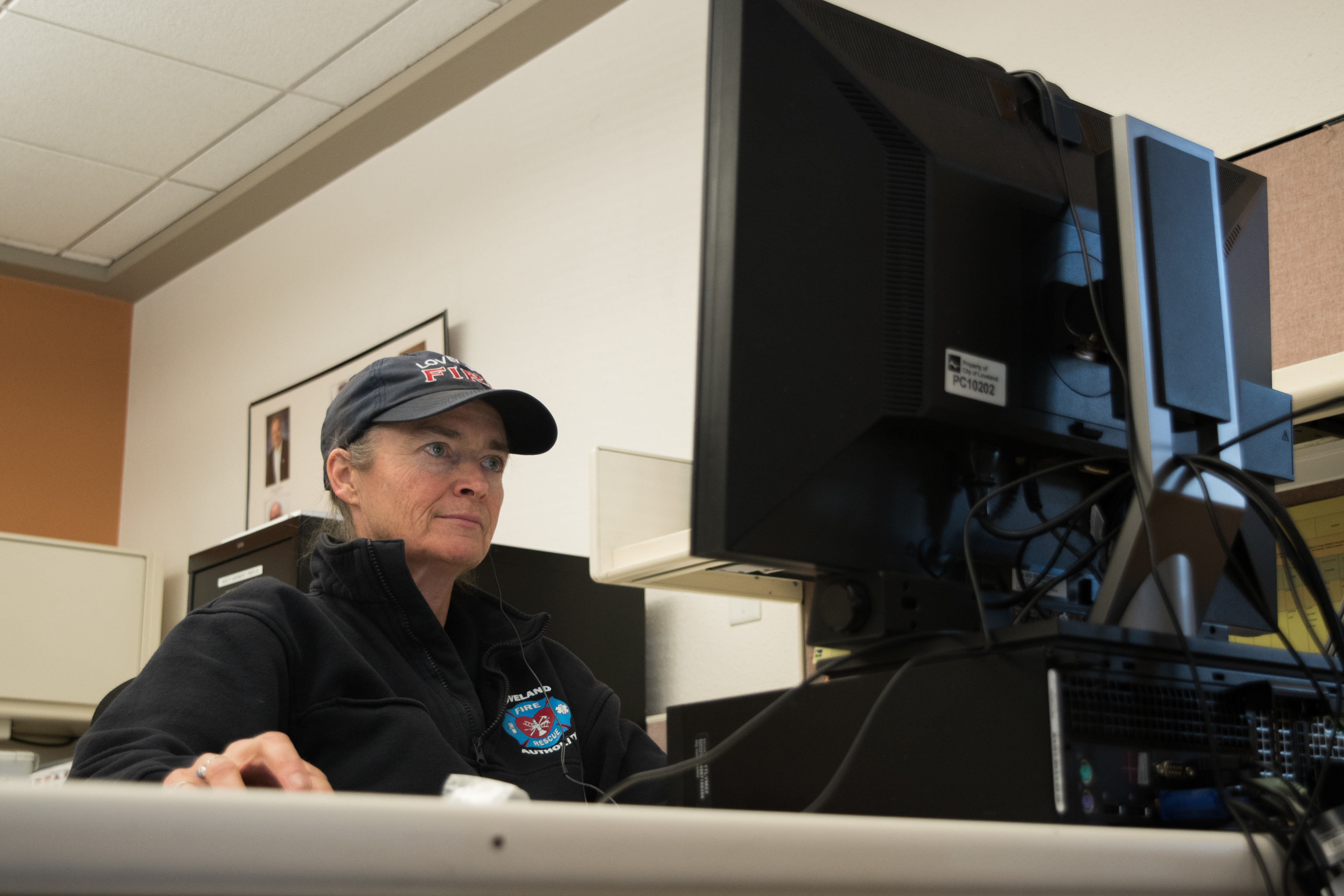Engineer Janet Probst fills out case files at Station 1, April 3, 2018.