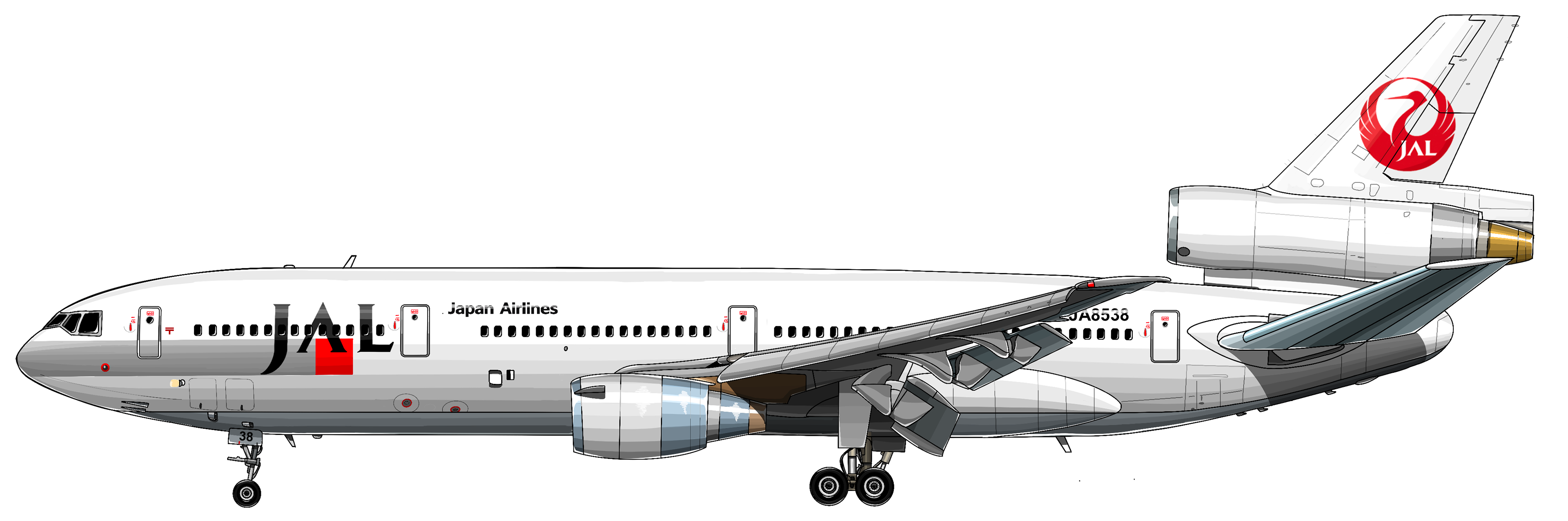 JAL DC10  DC-10  イラスト　飛行機