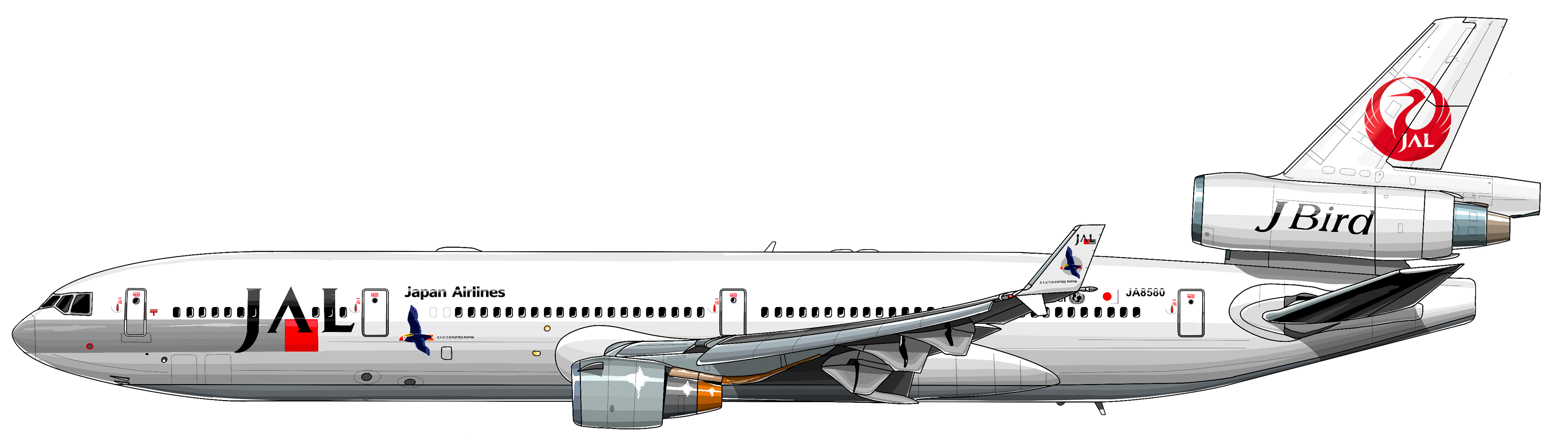JAL MD11 JBIRD イラスト　飛行機