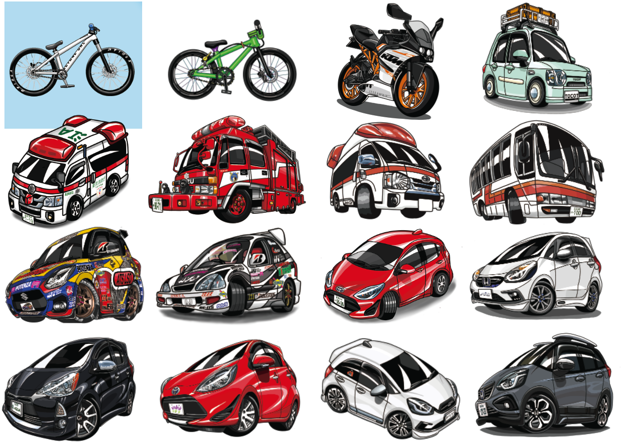 消防車　救急車　KTM バス