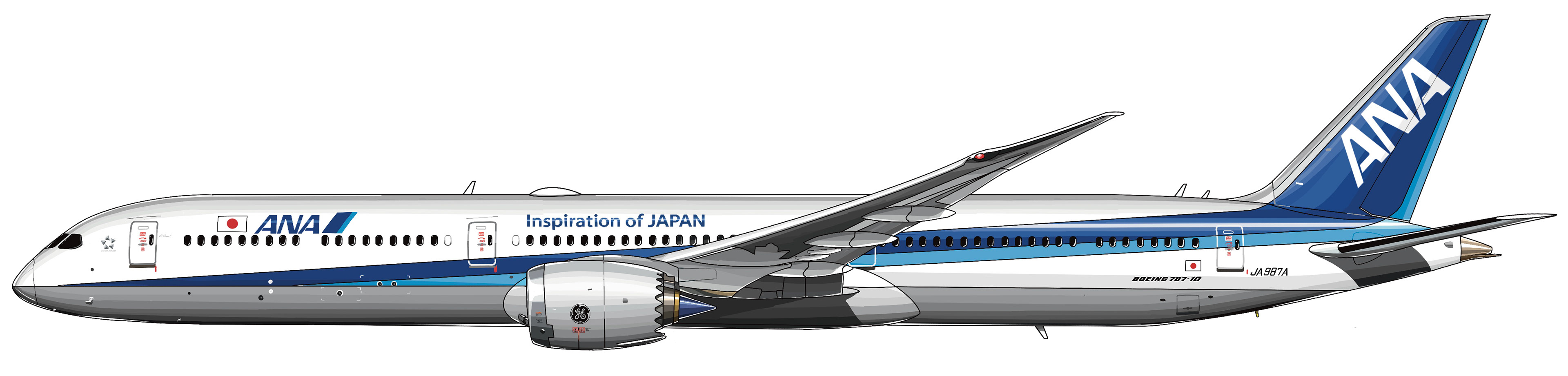 B787 イラスト　ANA 飛行機　かっこいい　カッコ可愛い