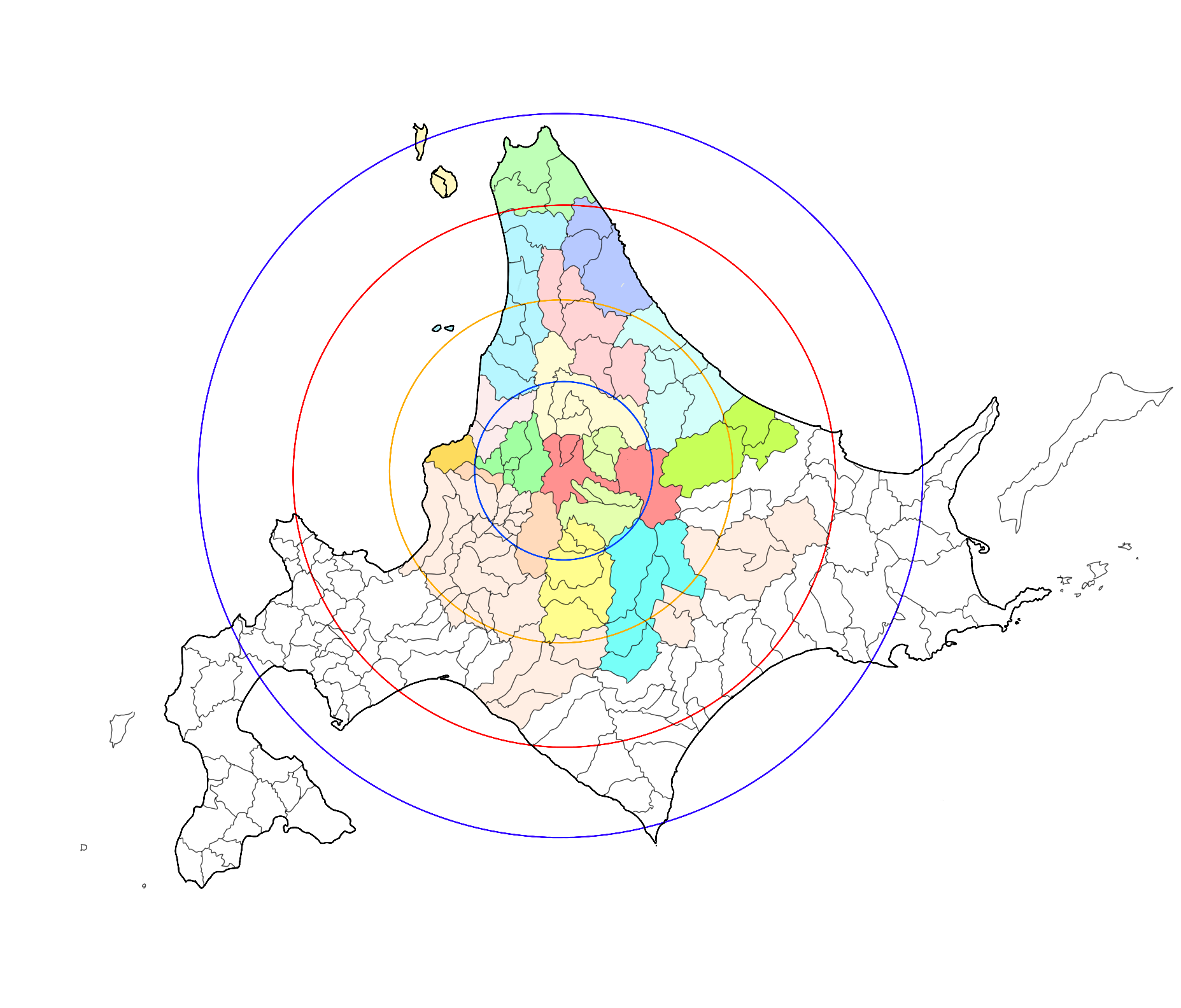 北海道　白地図　イラスト