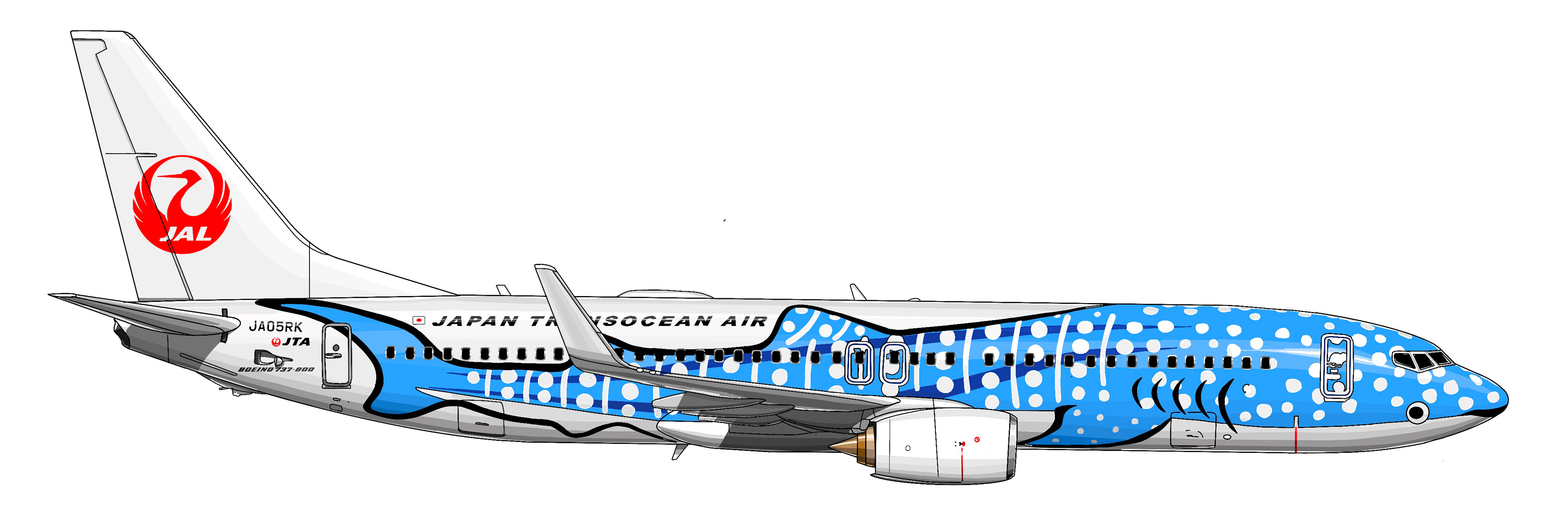 B737 ジンベイジェット JAL 飛行機　イラスト