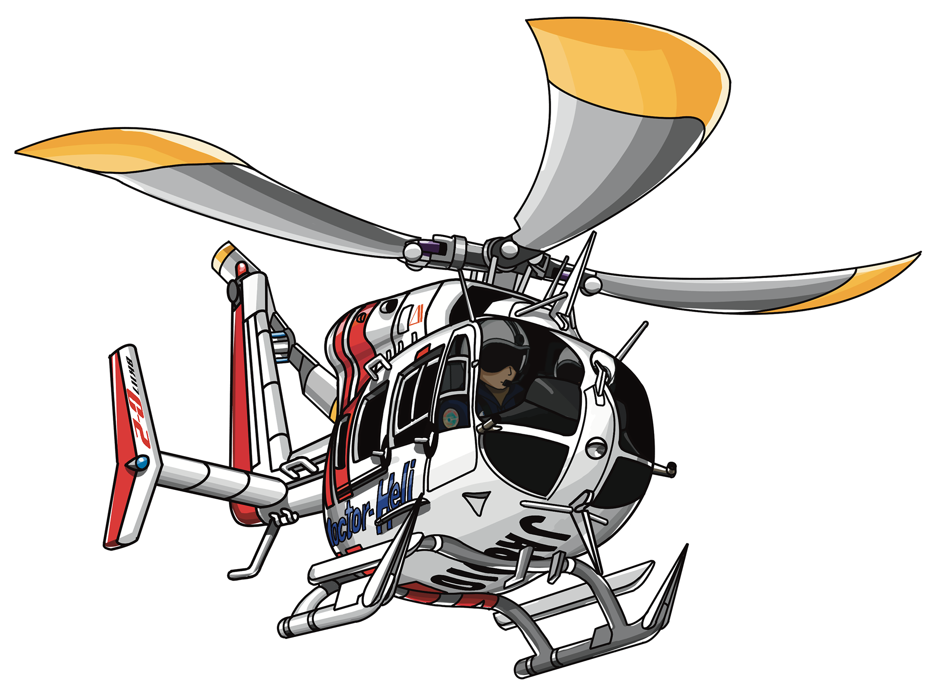 ドクターヘリ　イラスト　ヘリコプター