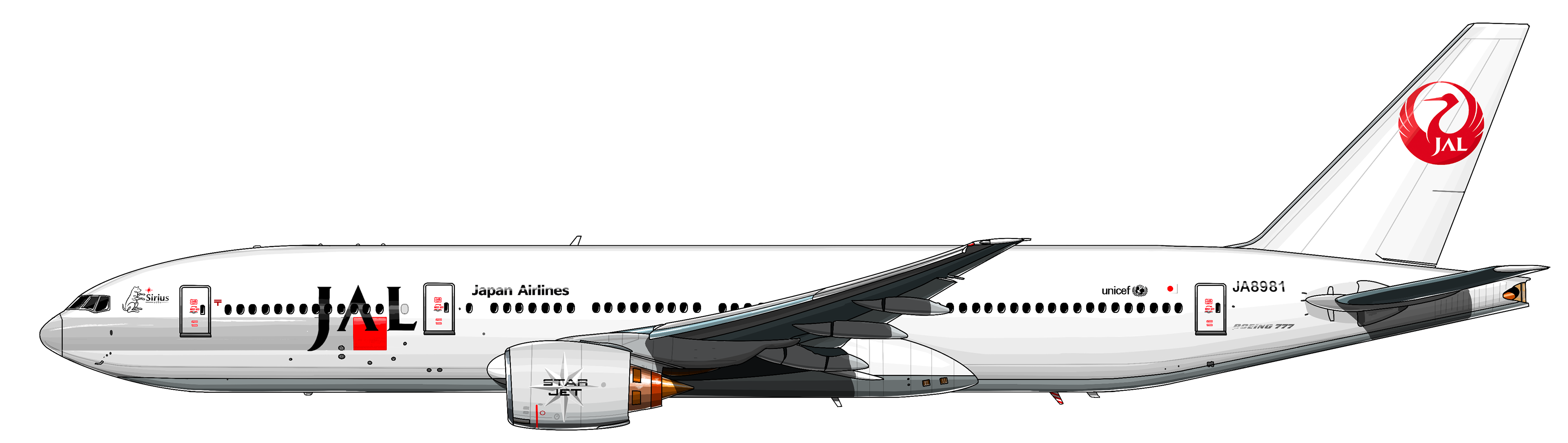JAL B777 B777-200 STARJET イラスト　飛行機