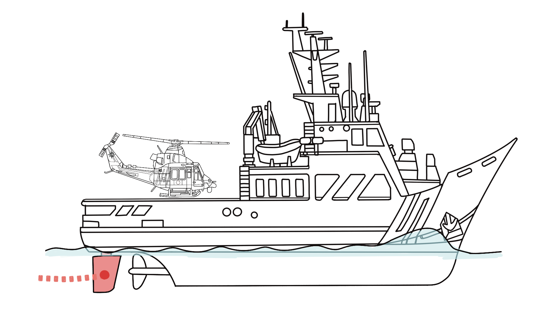 海上保安庁　イラスト　船　ヘリコプター