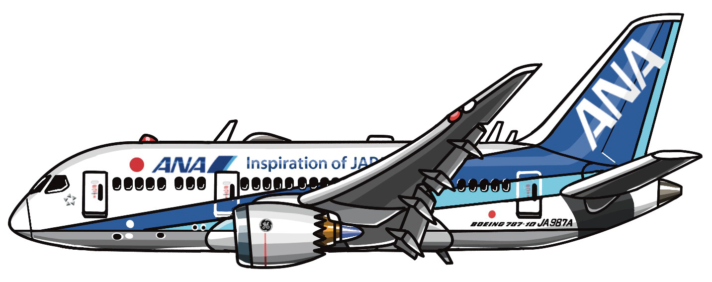 ANA イラスト　B787　飛行機　かわいい