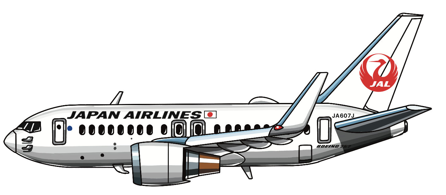 JAL イラスト　飛行機　B767 かわいい