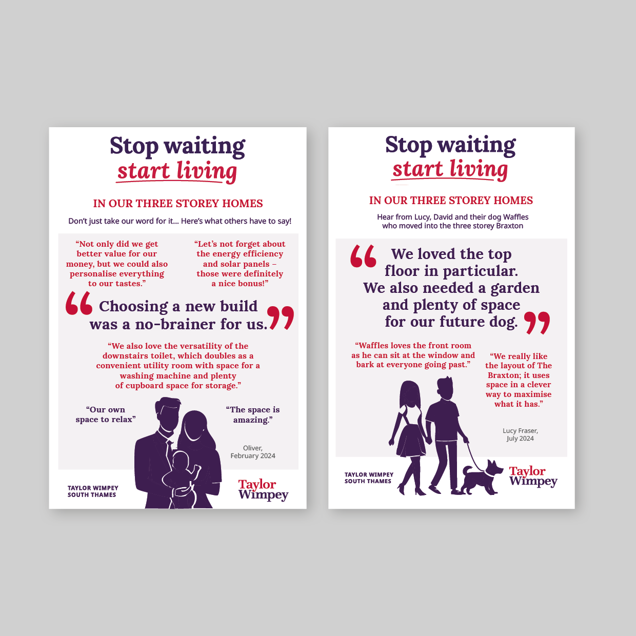 Taylor Wimpey - Three Storey Graphics. (Freelance job for Focus IMC.)