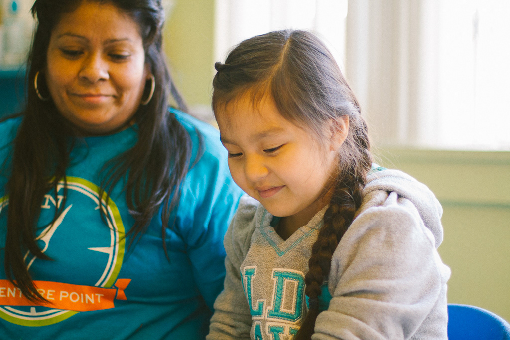 Childcare specialist, Maria, is easy to spot in her Adventure Point tee! Volunteers and employees are encouraged to wear their shirts for visibility.