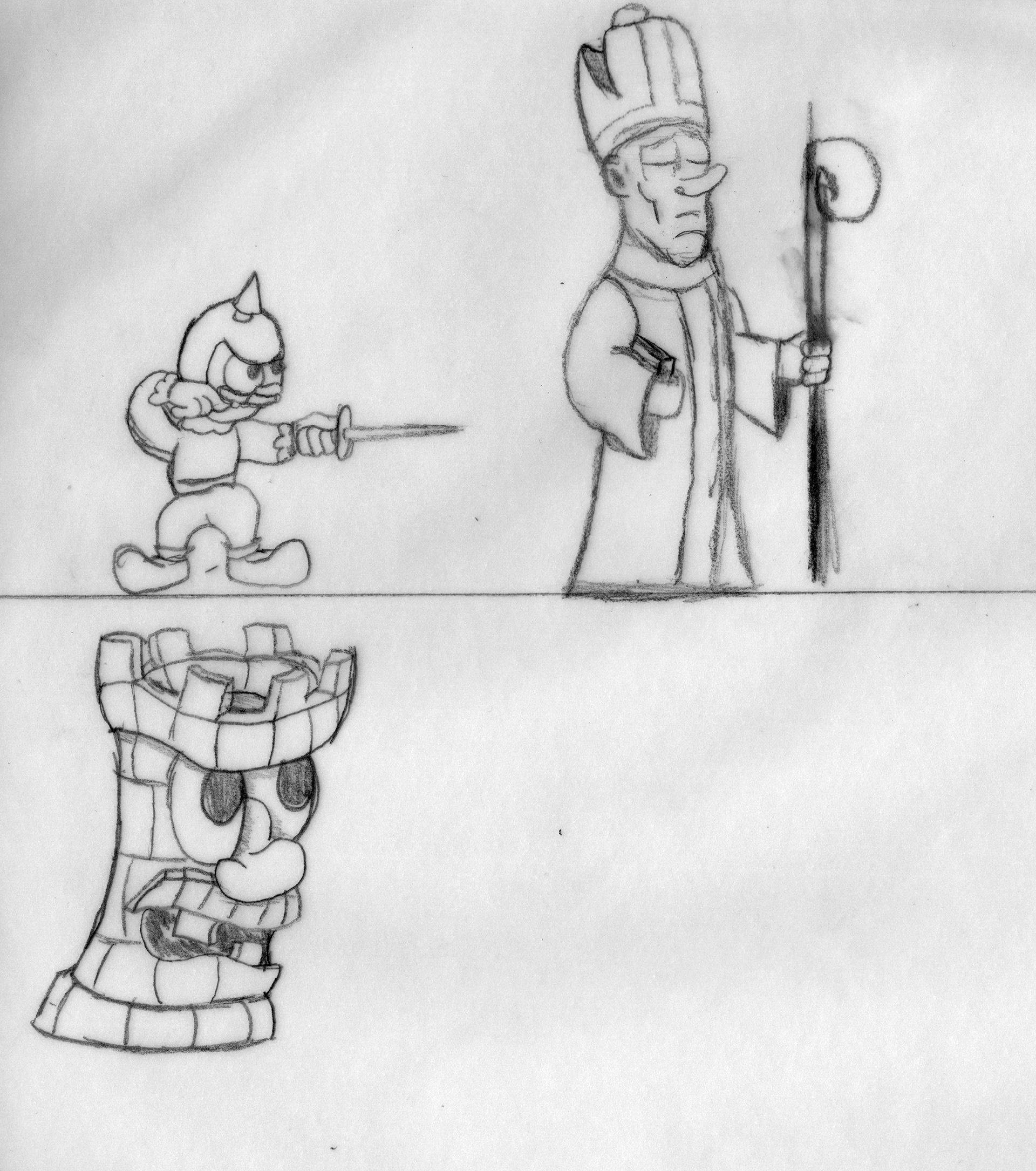 Pawn, Bishop and Rook scanned drafts
