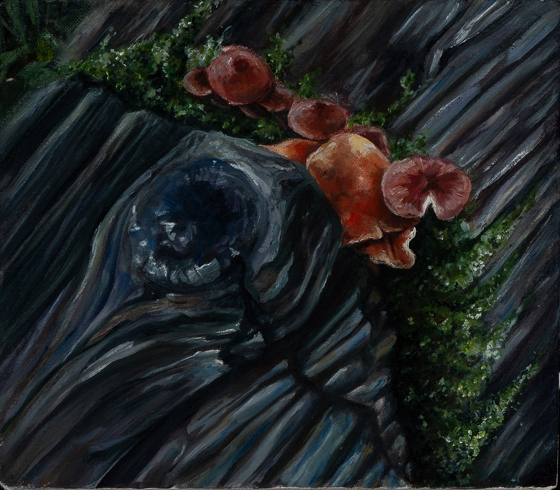 Red Mushrooms, 2021, 8"x9"