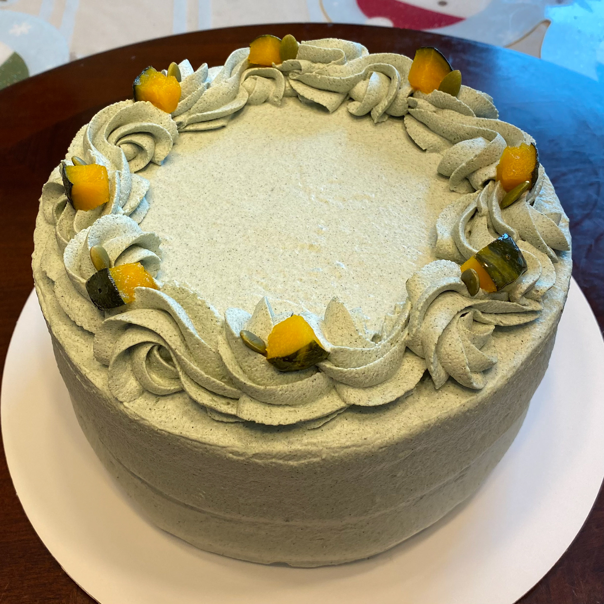 Korean Mugwort Cake with Mugwort/Kabocha Cream Filling
