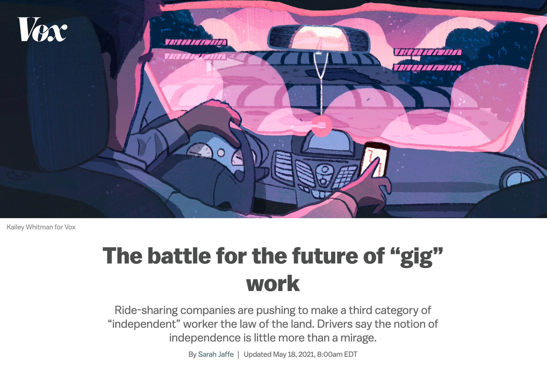 View from drivers seat to dangerous road ahead