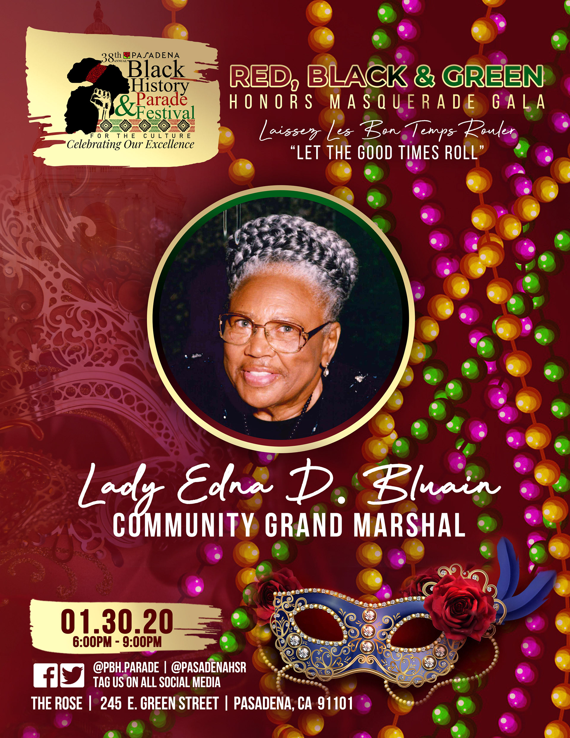 Red, Black & Green Honors Masquerade Gala Promo Flyer