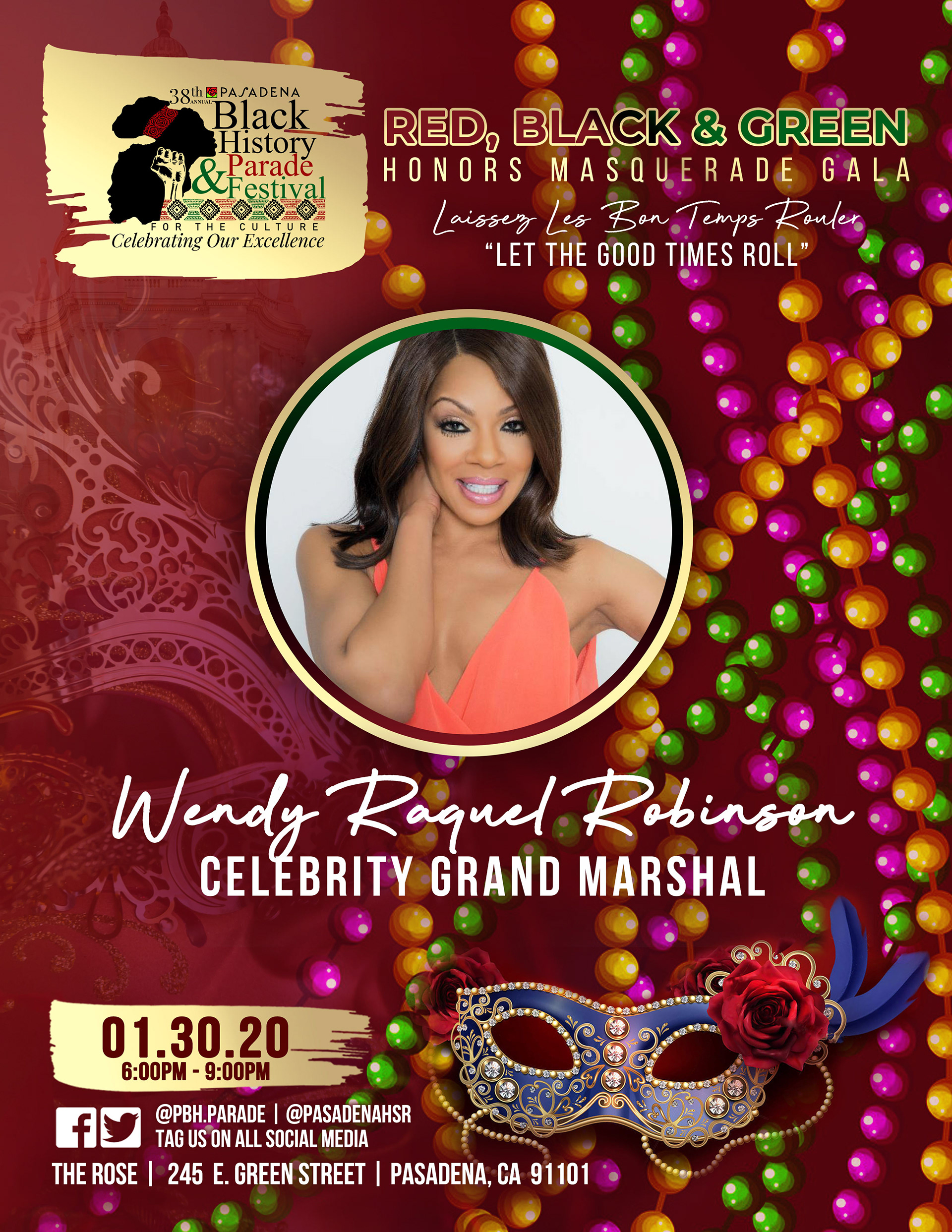 Red, Black & Green Honors Masquerade Gala Promo Flyer