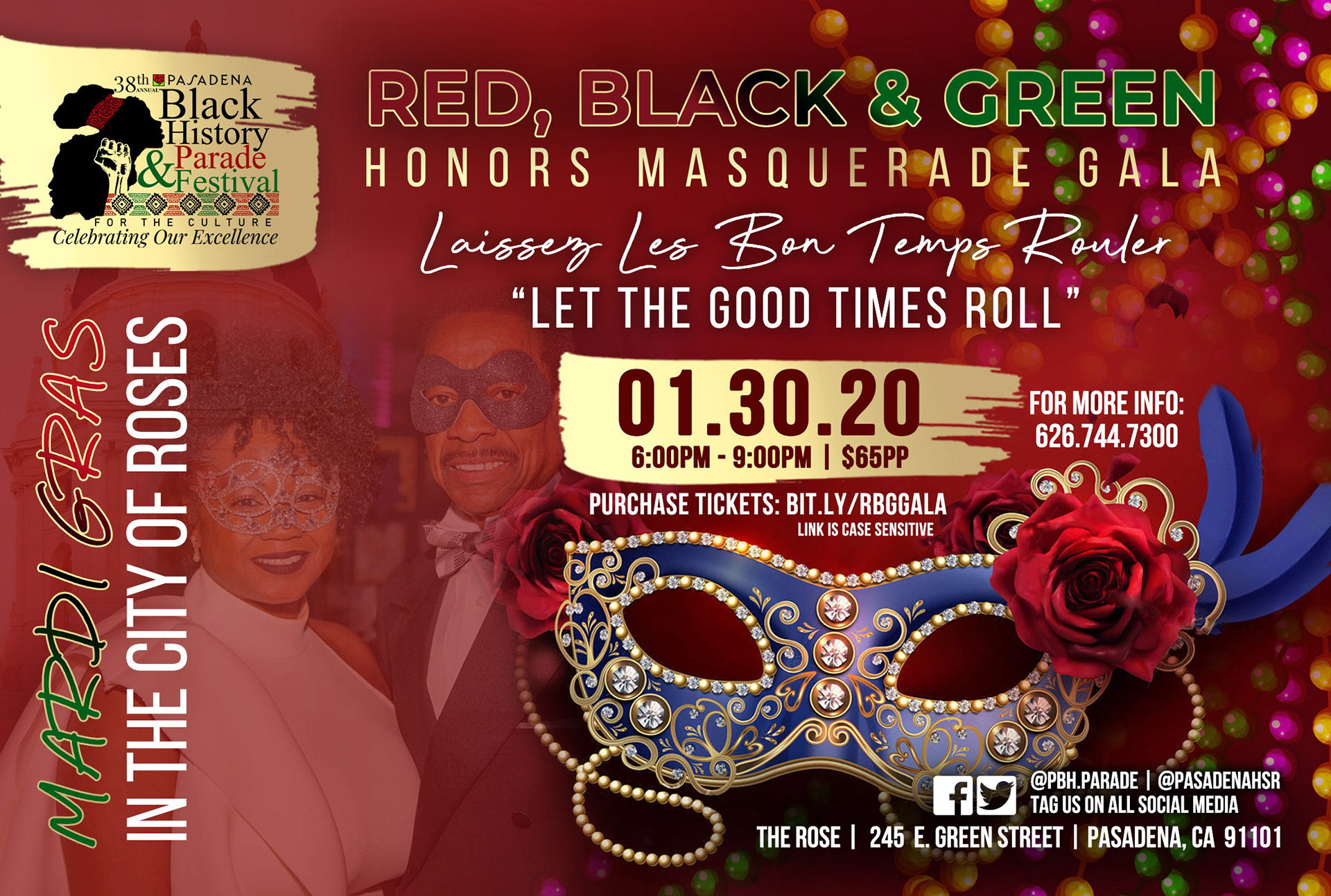 Red, Black & Green Honors Masquerade Gala Promo Flyer
