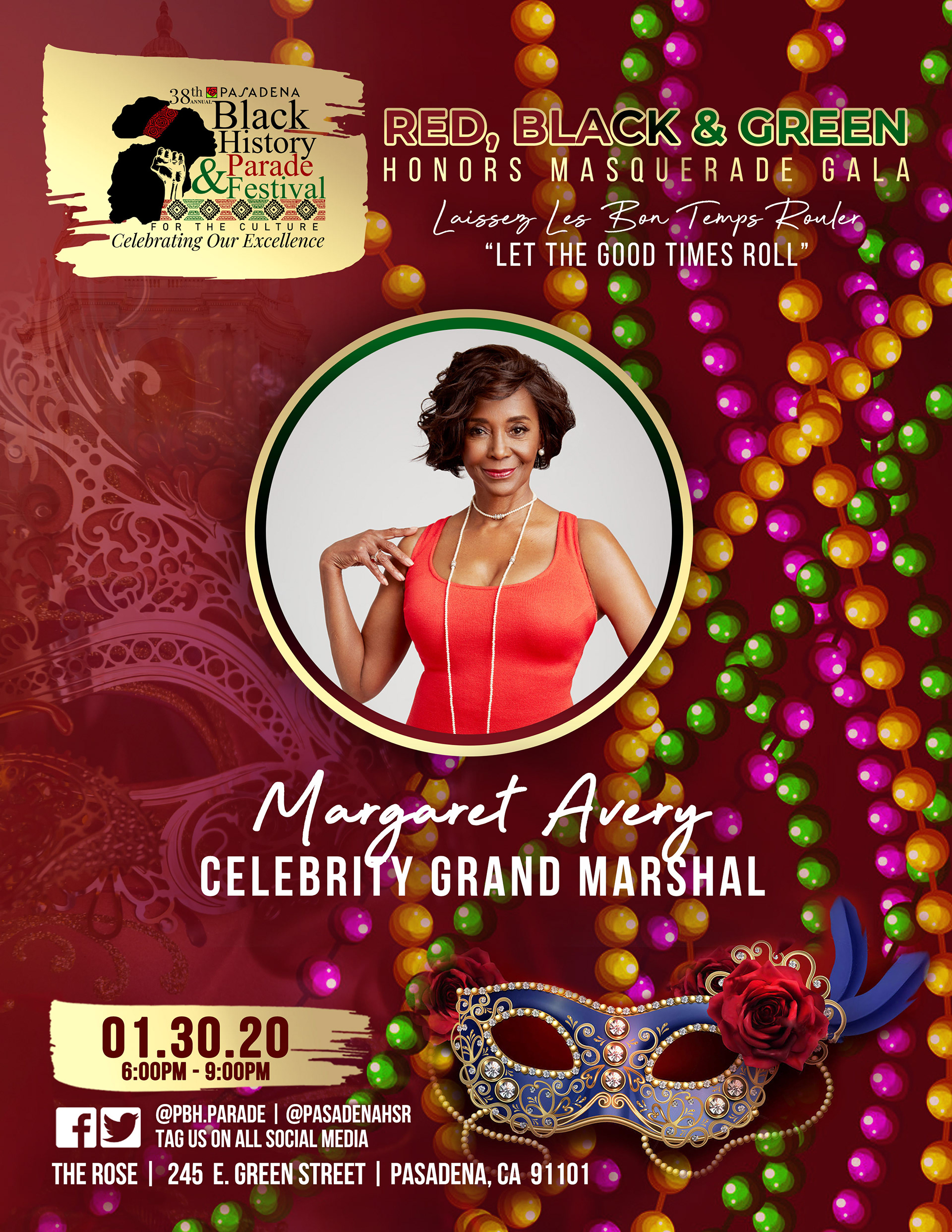 Red, Black & Green Honors Masquerade Gala Promo Flyer