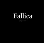 Plain black book cover reading Fallica