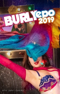 A book cover features a performer singing a colorful fabric which overlaps part of her face