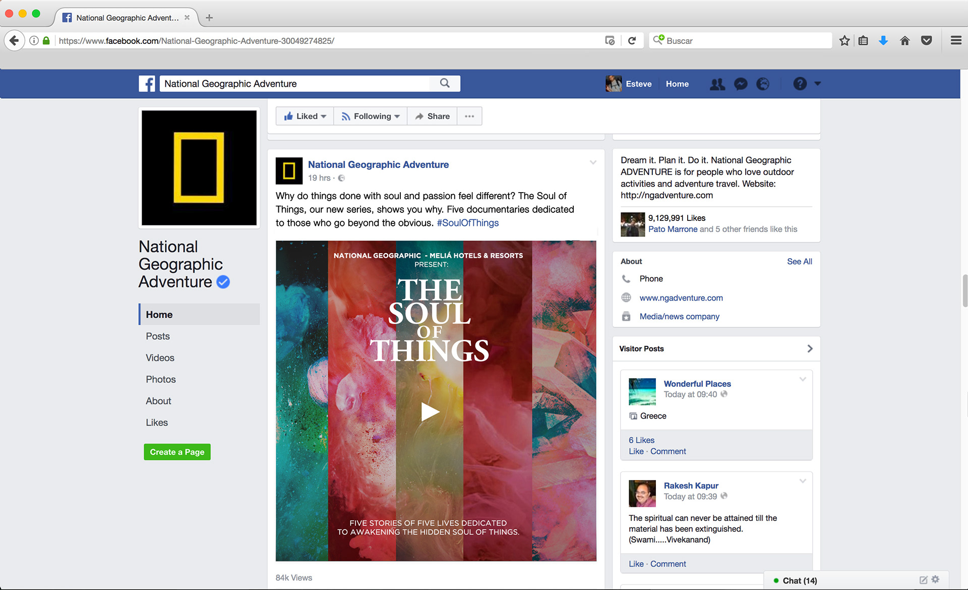 Facebook post in National Geographic Page
