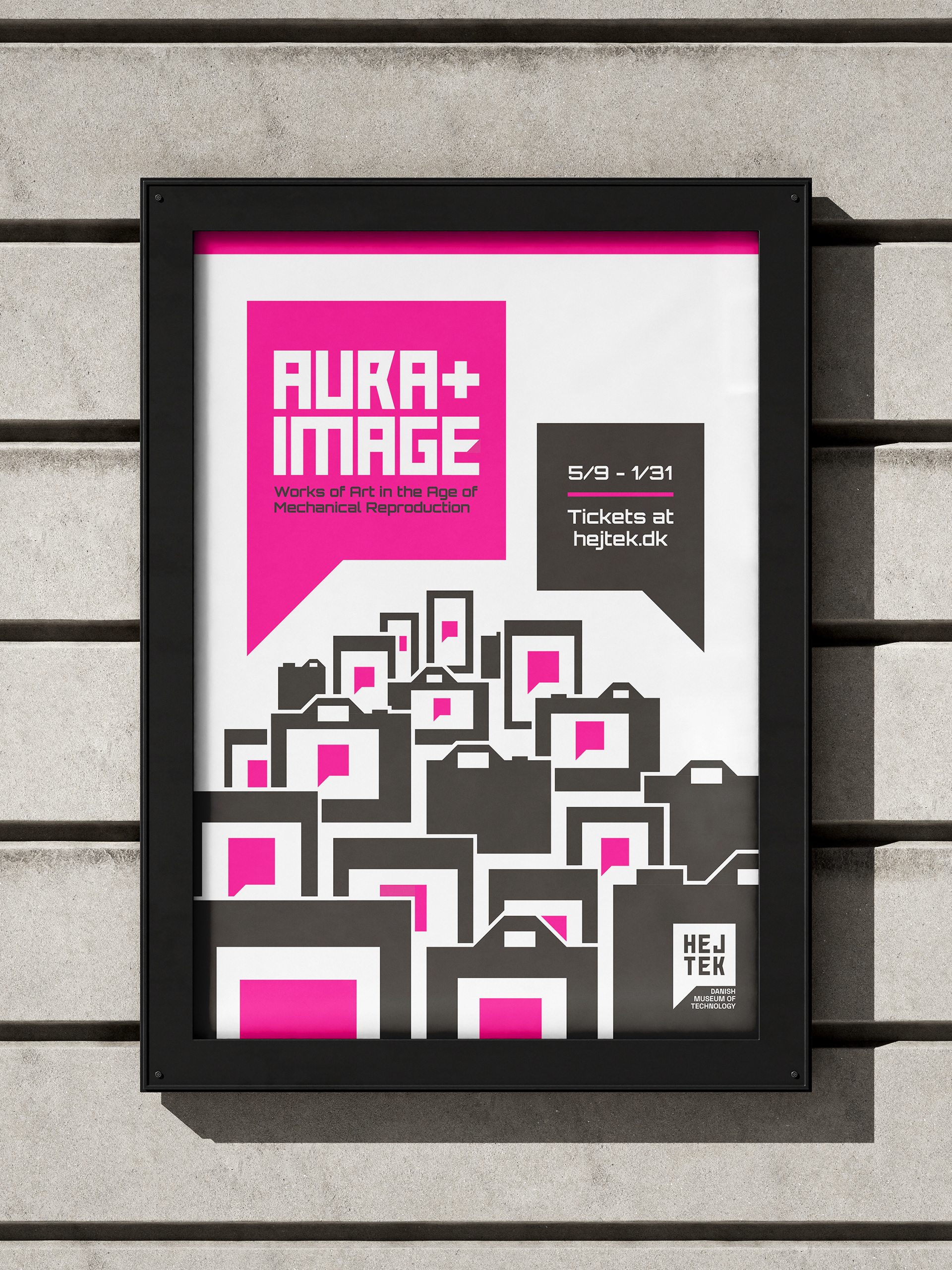 HEJ TEK poster mockup for Aura + Image exhibition.