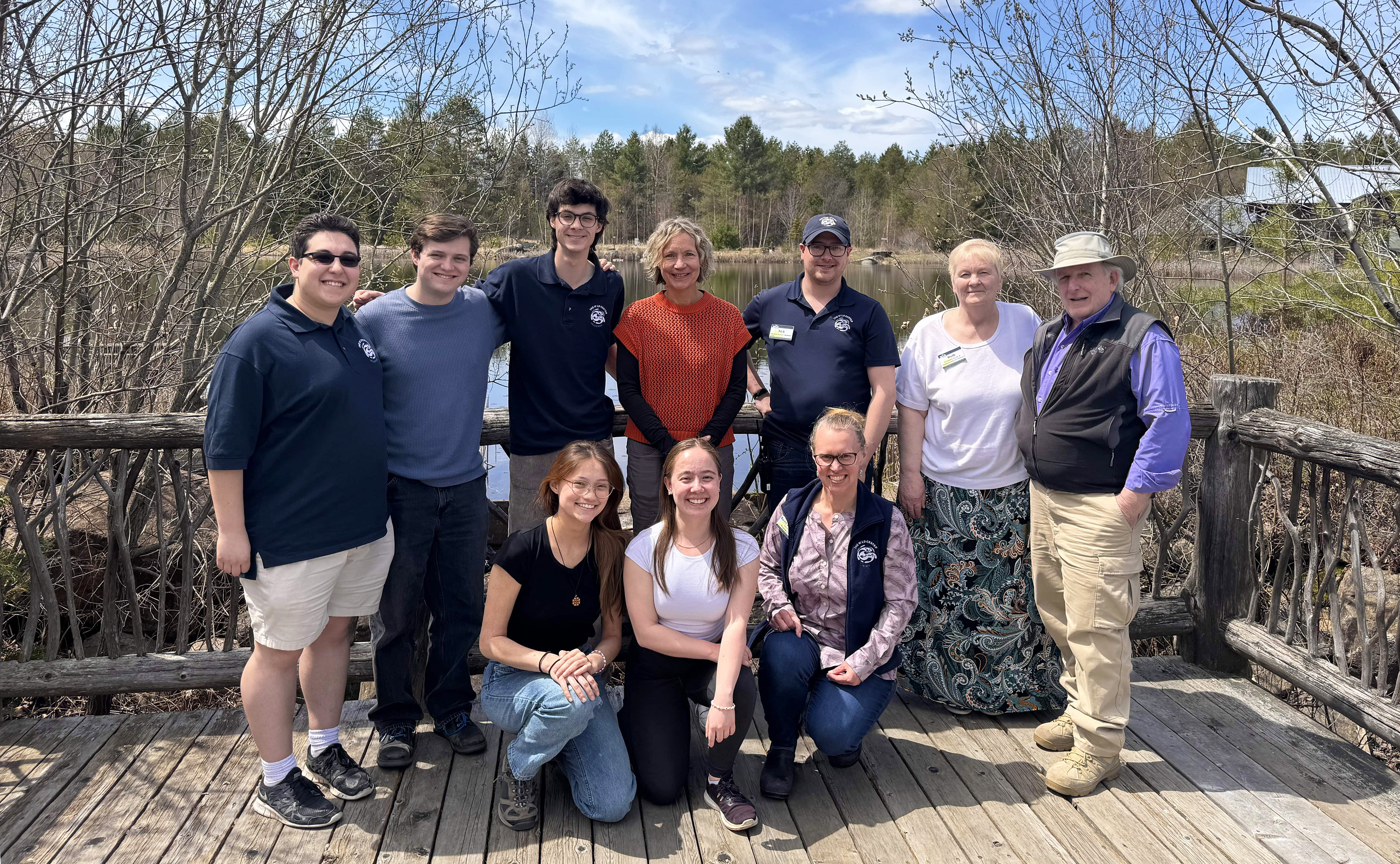 Team photo outside at The Wild Center of University of Rochester students and The Wild Center staff