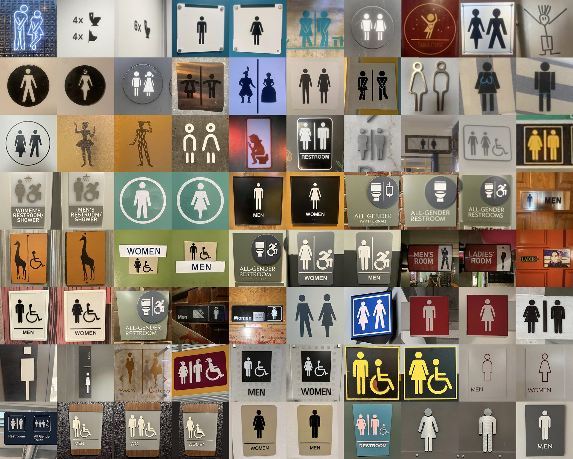 Image of half of the gender restroom sign photos.