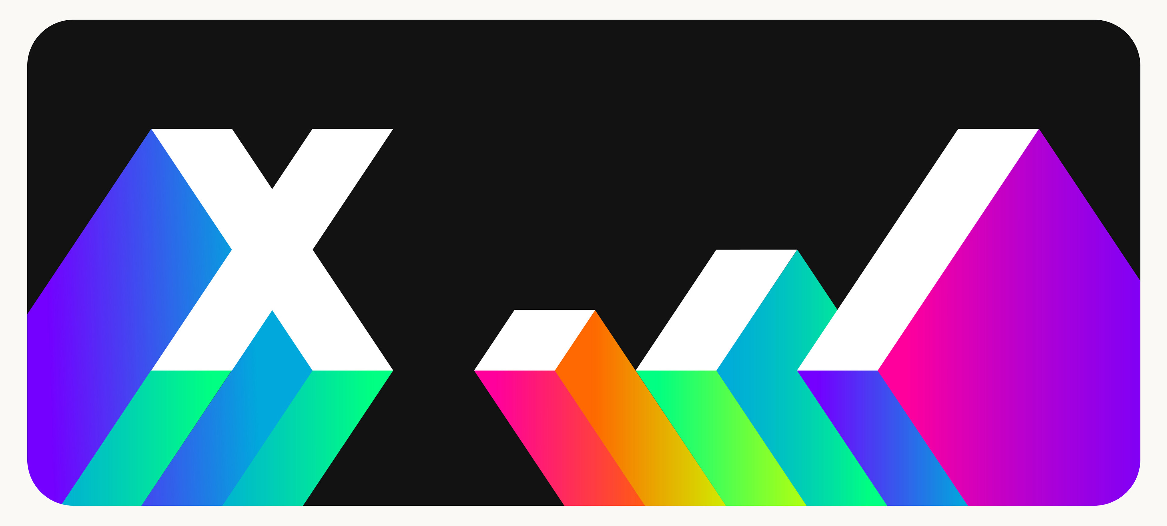 Visual graphic of the X and the 3 modular parallelograms resulting from breaking it into modular parts.