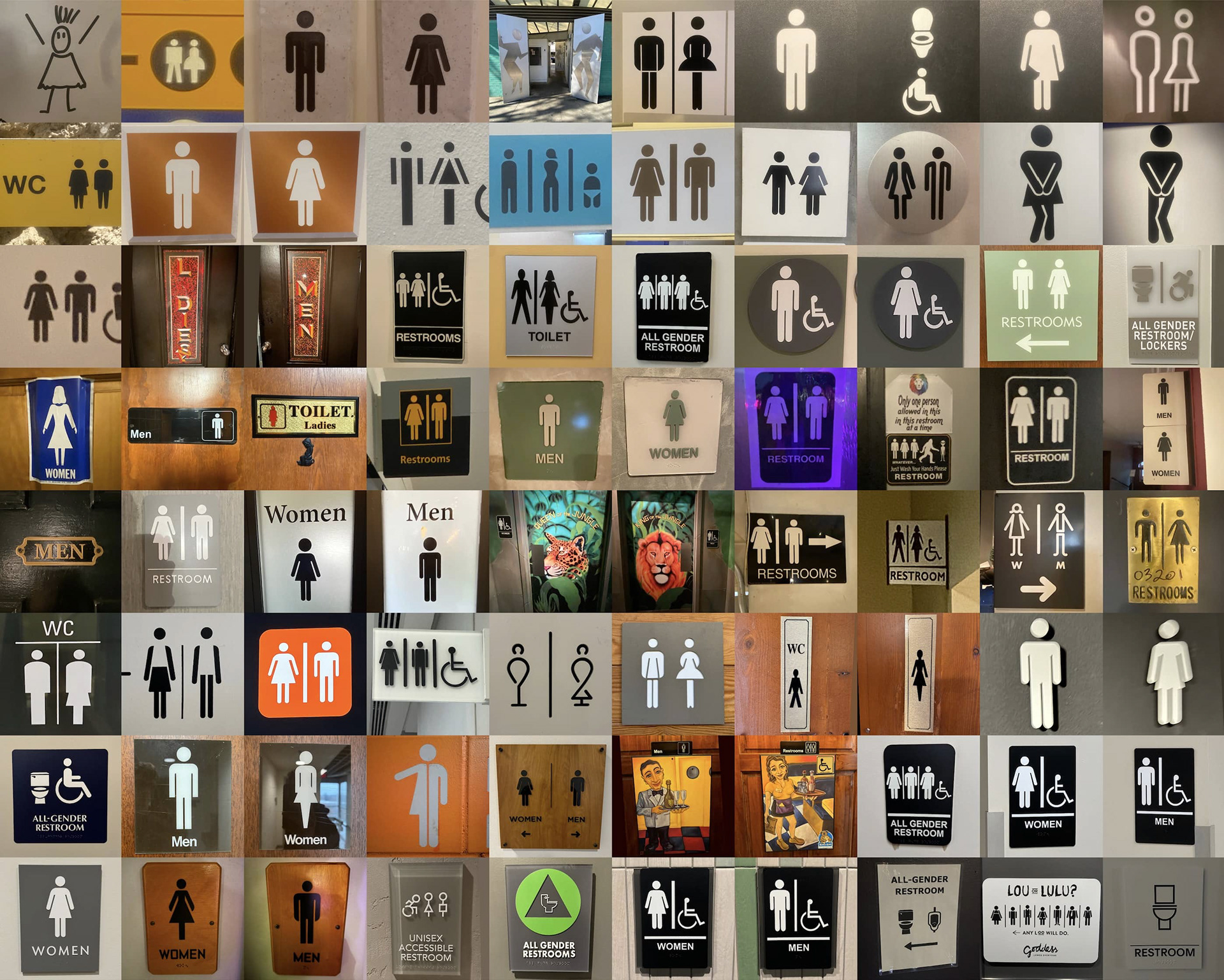 Image of half of the gender restroom sign photos.