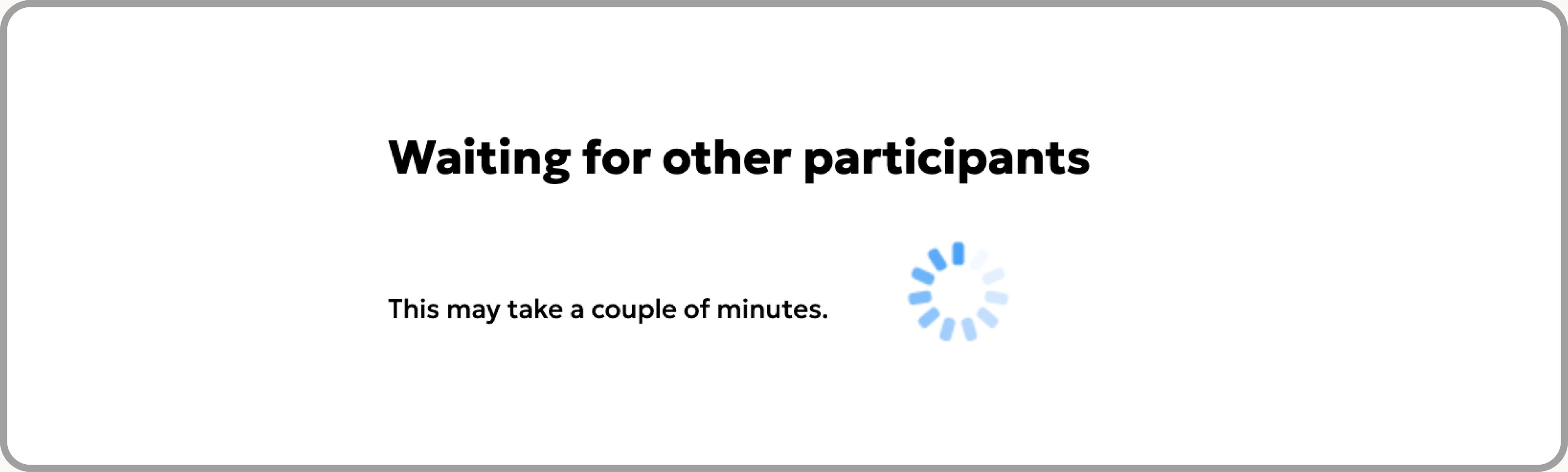 Experiment screenshot: waiting room with spinning loading icon