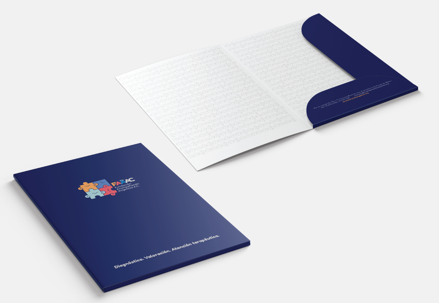 Diseño de folder (cerrado y abierto).