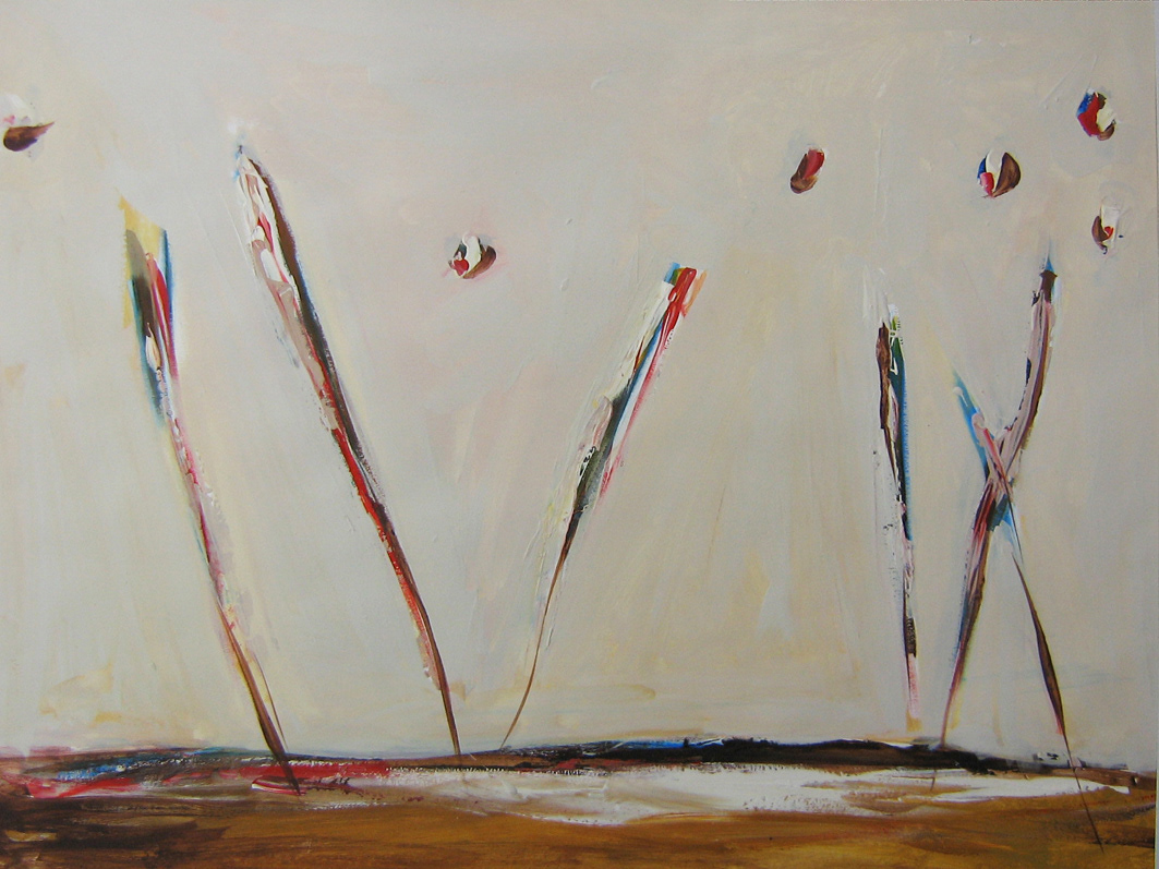 JUGGLERS 48 x 70cm Acrylic on cotton paper