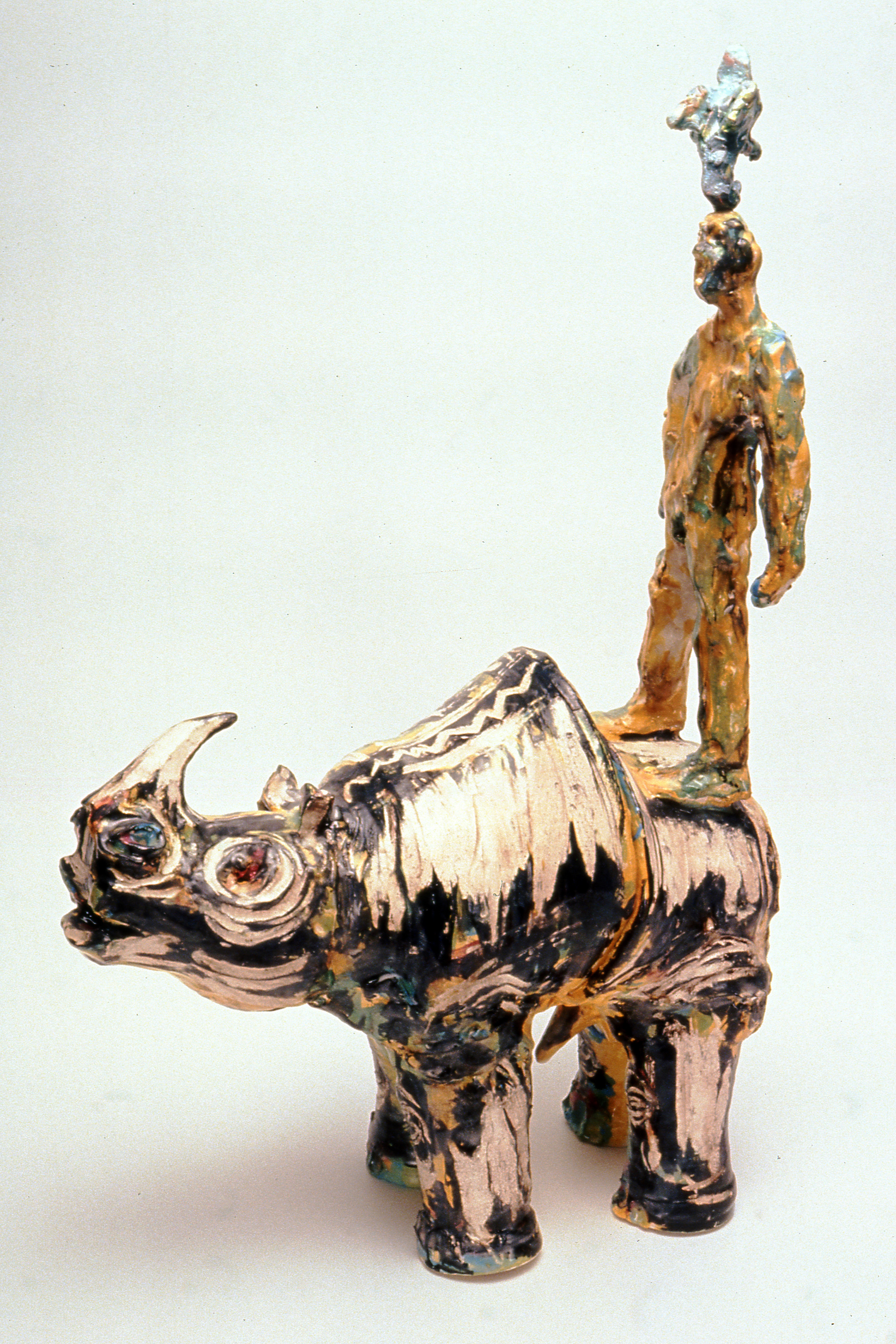 Rhino with Fallen Bird h. 62cm w. 40cm