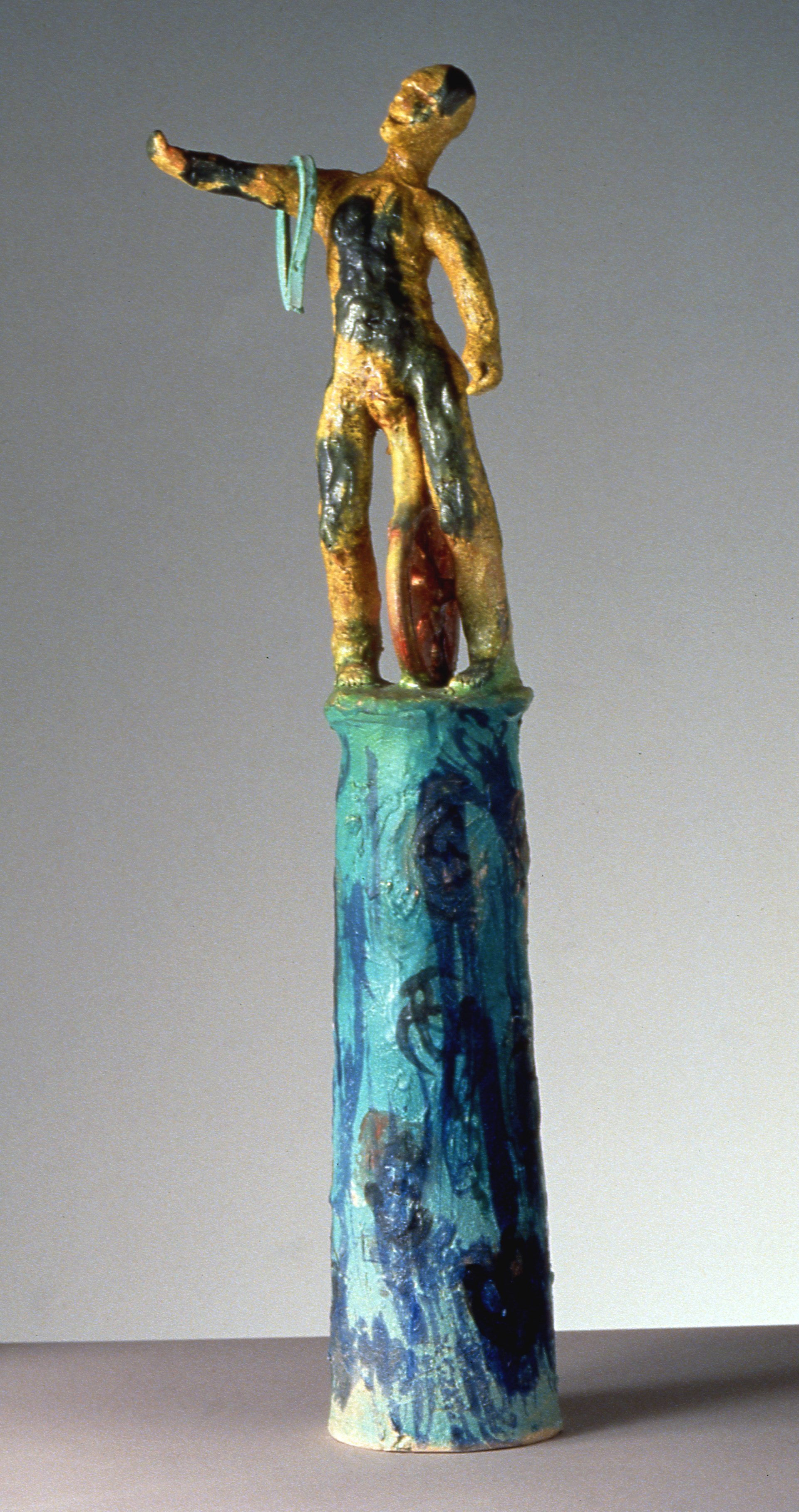 Figure on Pedestal with hoop. h. 26cm